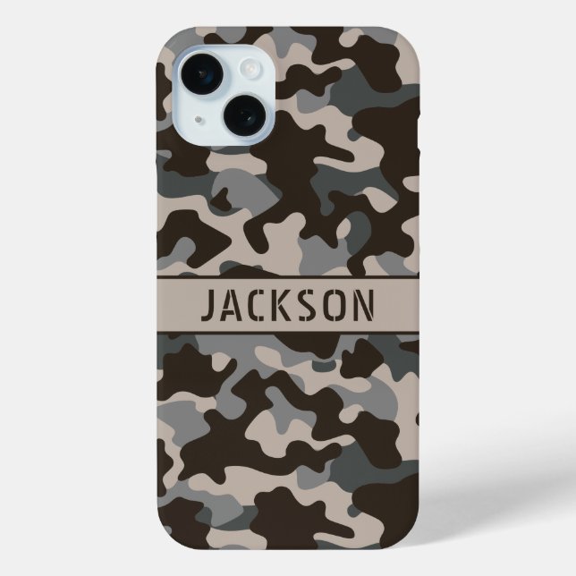 Funda De Case-Mate Para iPhone Camuflaje marrón y gris personalizado (Reverso )