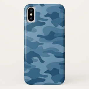 Funda Para iPhone X Camuflaje Monocolor Azul Acero
