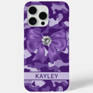 Funda Para iPhone 15 Pro Max Camuflaje Morado Brillante Personalizado