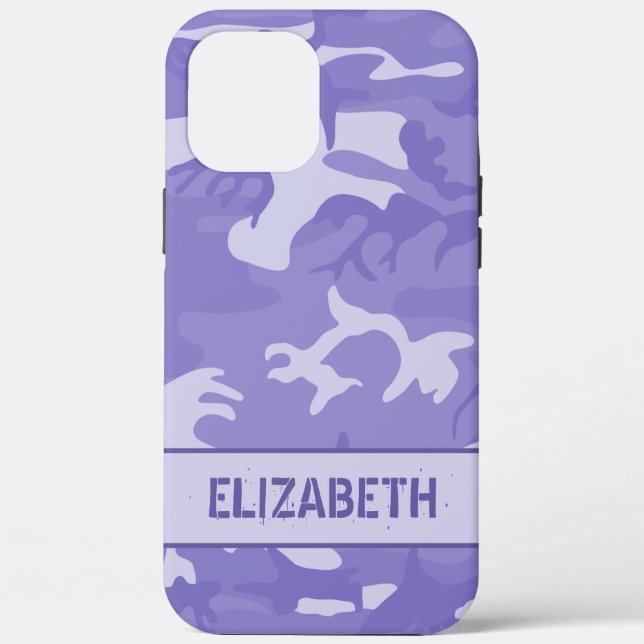 Funda De Case-Mate Para iPhone Camuflaje Morado Monograma (Reverso )