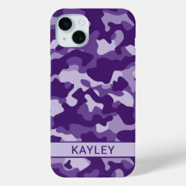 Funda Para iPhone 15 Mini Camuflaje Morado Personalizado