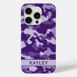 Funda Para iPhone 15 Pro Camuflaje Morado Personalizado