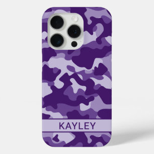 Funda Para iPhone 15 Pro Camuflaje Morado Personalizado