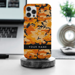 Funda Para iPhone 15 Pro Max Camuflaje Naranja Personaliza tu nombre