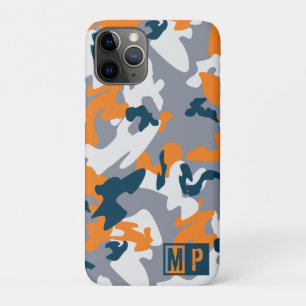 Funda Para iPhone 11 Pro Camuflaje naval, gris y Naranja personalizado
