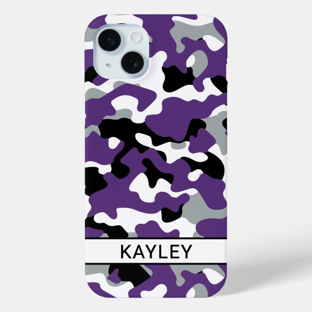 Funda De Case-Mate Para iPhone Camuflaje negro morado personalizado (Reverso )