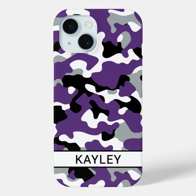 Funda De Case-Mate Para iPhone Camuflaje negro morado personalizado (Reverso )