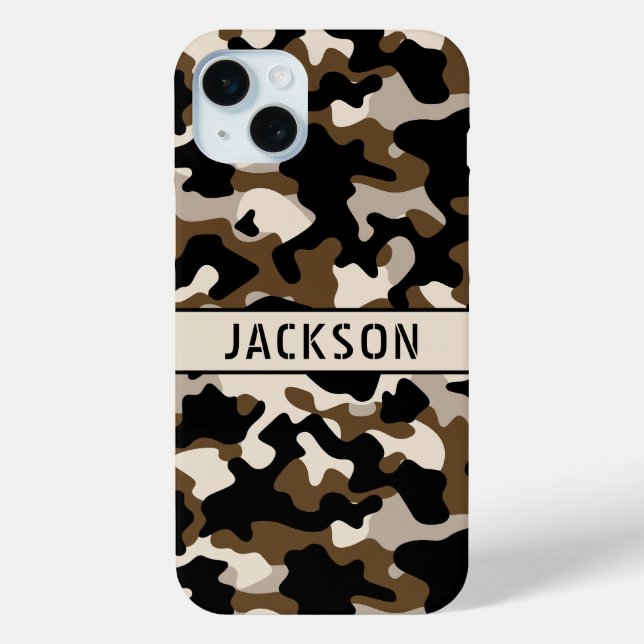 Funda De Case-Mate Para iPhone Camuflaje negro y marrón personalizado (Reverso )