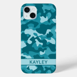 Funda Para iPhone 15 Mini Camuflaje personalizado de color cian