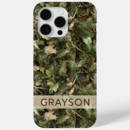 Funda Para iPhone 15 Pro Max Camuflaje Personalizado de Pino y Hojas