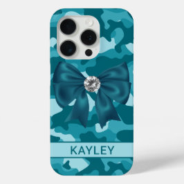 Funda Para iPhone 15 Pro Camuflaje personalizado de turquesa brillante