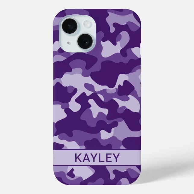 Funda De Case-Mate Para iPhone Camuflaje personalizado morado (Reverso )