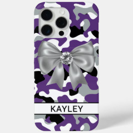 Funda Para iPhone 15 Pro Max Camuflaje personalizado morado negro brillante