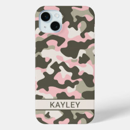 Funda Para iPhone 15 Mini Camuflaje personalizado rosa y verde