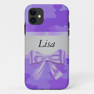 Funda Para iPhone 11 Camuflaje púrpura personalizado Bow púrpura