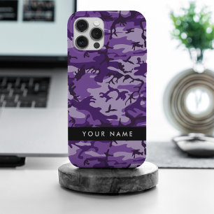 Funda Para iPhone 15 Pro Max Camuflaje púrpura Tu nombre Personaliza