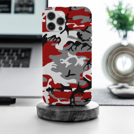 Funda Para iPhone 15 Pro Max Camuflaje rojo y gris, ejército