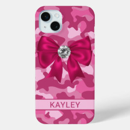 Funda Para iPhone 15 Mini Camuflaje Rosa Brillante Personalizado
