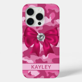 Funda Para iPhone 15 Pro Camuflaje Rosa Brillante Personalizado