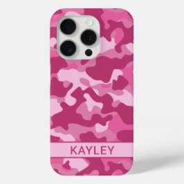 Funda Para iPhone 15 Pro Camuflaje Rosa Personalizado