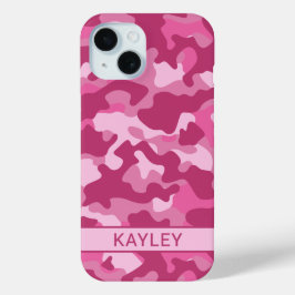 Funda Para iPhone 15 Camuflaje Rosa Personalizado