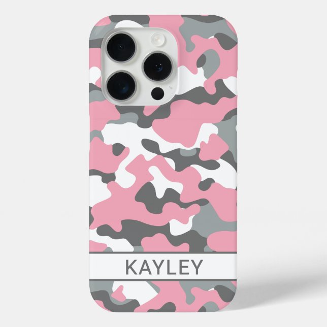 Funda De Case-Mate Para iPhone Camuflaje rosa y gris personalizado (Reverso )