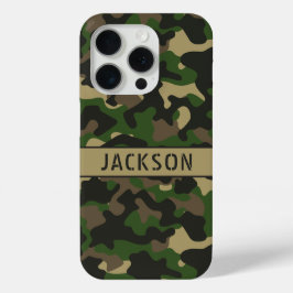 Funda Para iPhone 15 Pro Camuflaje Verde Marrón Personalizado