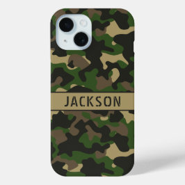 Funda Para iPhone 15 Camuflaje verde marrón personalizado