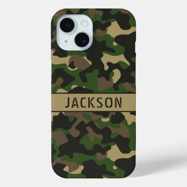 Funda De Case-Mate Para iPhone Camuflaje verde marrón personalizado (Reverso )