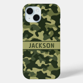 Funda Para iPhone 15 Camuflaje Verde Personalizado
