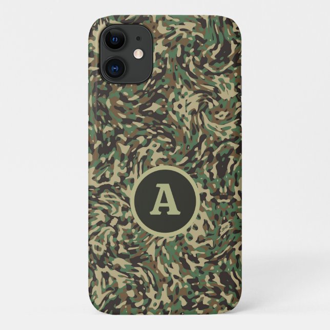 Funda De Case-Mate Para iPhone Camuflaje Verde Personalizado de Moda Letra  (Reverso)