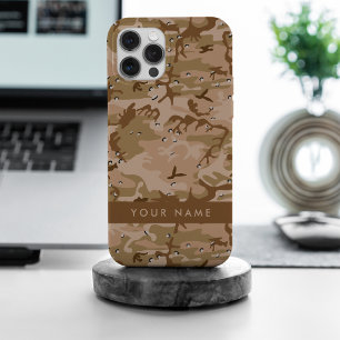 Funda Para iPhone 15 Pro Max Canales de camuflaje del desierto, tu nombre, pers