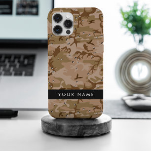 Funda Para iPhone 15 Pro Max Canales de camuflaje del desierto, tu nombre, pers
