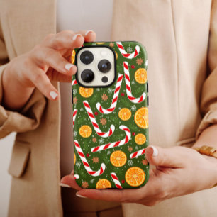 Funda Para iPhone 13 Pro Max Candy Cane Green Navidades Naranja iPhone Case Mat