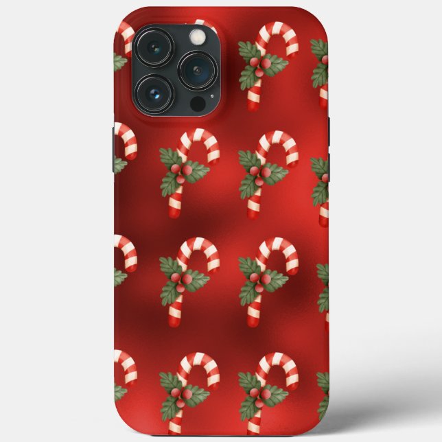 Funda De Case-Mate Para iPhone Candy Cane Red Metallic (Reverso )