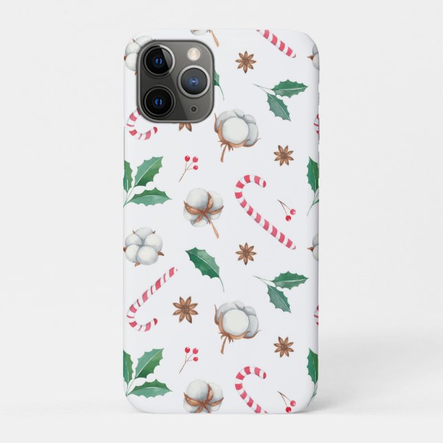 Funda De Case-Mate Para iPhone Candy Canes Cotton Holly deja Navidades (Reverso)