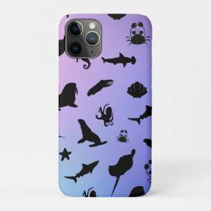 Funda Para iPhone 11 Pro cangrejo de ballena de foca de tiburón oscuro en g