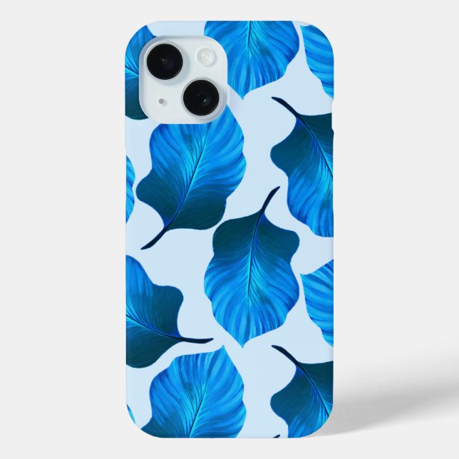 Funda De Case-Mate Para iPhone Canna Tropicanna Las hojas tropicales en azul (Reverso )