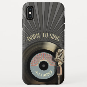Funda Para iPhone XS Max Cantantes micrófono retro y vinilo 45