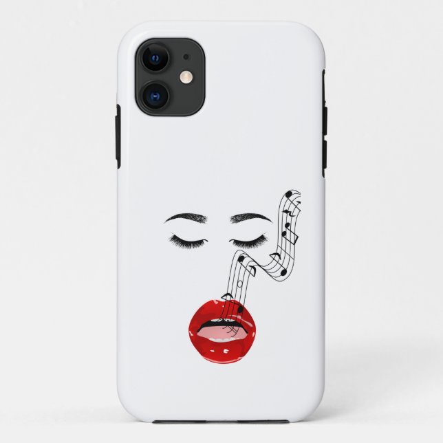 Funda De Case-Mate Para iPhone Canto Face Femenino con notas musicales Estuche de (Reverso)