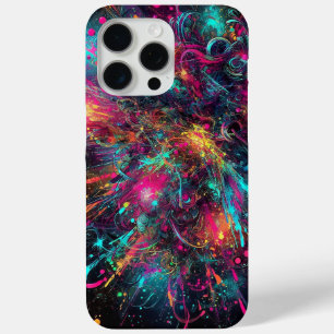 Funda Para iPhone 15 Pro Max Caos salpicado: salpicaduras de pintura de neón
