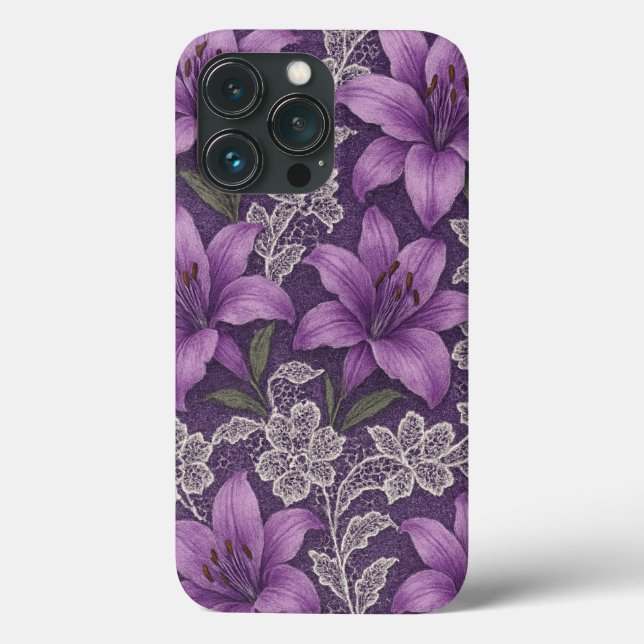 Funda De Case-Mate Para iPhone Capa para celular lírios e renda design  (Reverso )