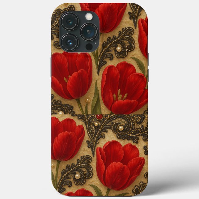 Funda De Case-Mate Para iPhone Capa para celular Tulipas e Renda  DESIGN  (Reverso )