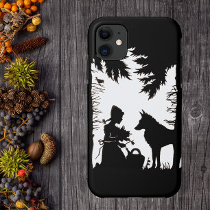 Funda Para iPhone 11 Caperucita Roja Lobo Silueta Negra Bosque