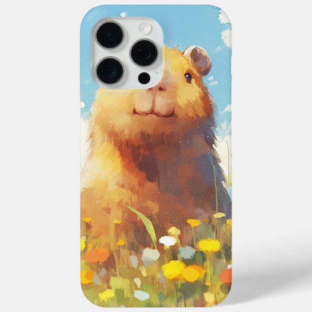 Funda De Case-Mate Para iPhone Capibara en la pradera (Reverso )