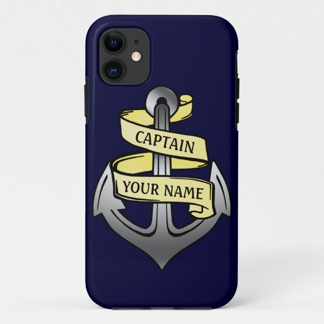 Funda De Case-Mate Para iPhone Capitán del buque personalizable Su Nombre Anclaje (Reverso)