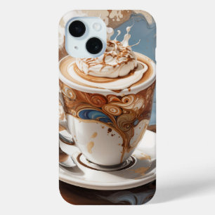 Funda Para iPhone 15 Cappuccino con Espuma de Crema