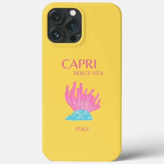 Funda De Case-Mate Para iPhone Capri Dolce Vita, arte de viajes, amarillo (Reverso )