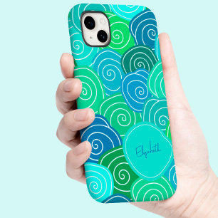 Funda Para iPhone 14 De Case-Mate Caprichoso Vintage Patrón Azul Verde Personalizado