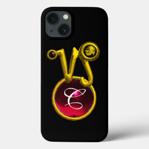 TITLE_SEO2 CAPRICORN GOLD ZODIAC RÓTULO RUBY MONOGRAM ROJO